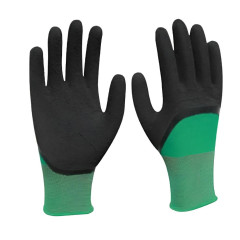 Перчатки зеленые с черным обливом