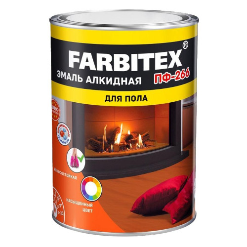Эмаль ПФ-266 FARBITEX алкидная жёлто-коричневая 0,8 кг