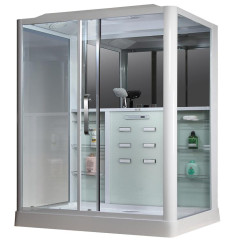 Душевая кабина LORANTO 90х150х215см низ. поддон, белое заднее стекло, гидромассаж, левая CS 129 L