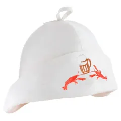 Шапка банная Банщик белый, раки, пиво