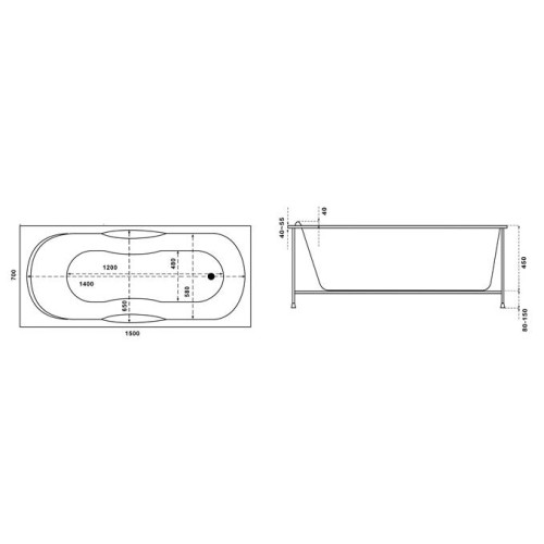 Ванна акриловая BAS Рио 150х70см на раме