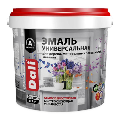 Эмаль универсальная DALI глянцевая База А RAL 9010 0,9 кг