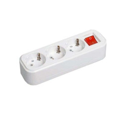 Колодка 3-пост. 2Р+E белая, с выключателем 16А MAKEL