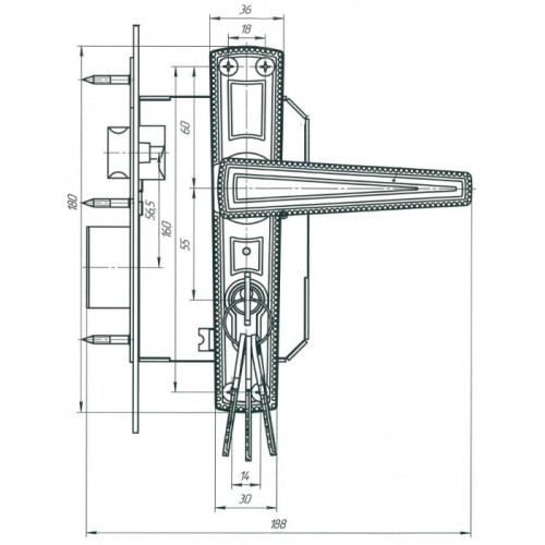 Замок врезной с руч. ЗВ7.01 бронза г.Димитровград (07440)