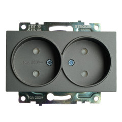 Розетка 2-ая 2P Катрин графит с защитной шторкой GLS10-7113-06