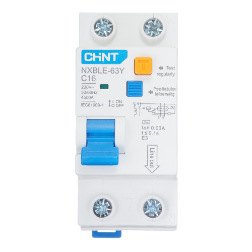 Дифференциальный автомат 2-пол. 16А С 30мА NXBLE-63Y (R) CHINT 105542