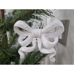 Бант новогодний на ёлку 7,5х9см пластик, 2 шт, белый SYLKL-4919114