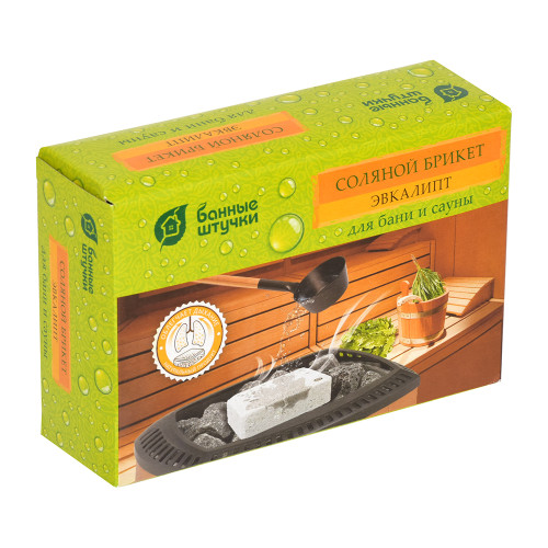 Соляной брикет 1300г с травами Эвкалипт 