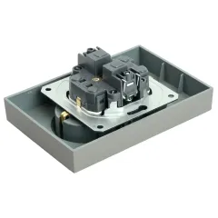 Розетка 2-ая 2P+E ЭМИЛИ шторки платин-сер RST16-5114-10