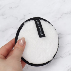 Спонж для умывания Ф11см, с подвесом, чёрный/белый