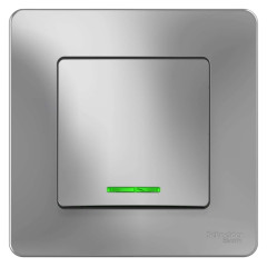 Выключатель 1-кл BLANCA 10А с подсветкой алюм. SchE BLNVS010113
