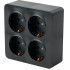 Розетка О/У 4-ая 2P+E STEKKER черный квадрат MST16-14S-02 49322