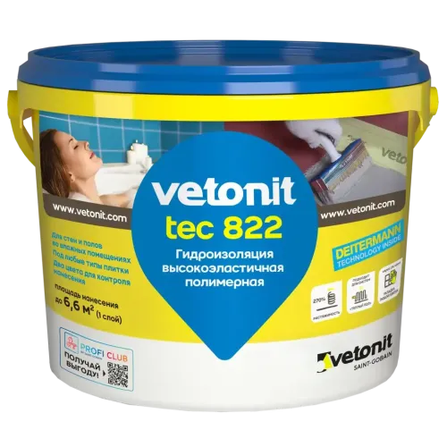 Мастика гидроизоляционная VETONIT Tec 822 серый 4кг