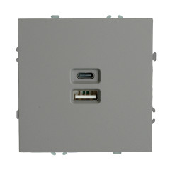 Розетка PC+Type A+C 20W ЭМИЛИ платиново-серый RST10-5115-10
