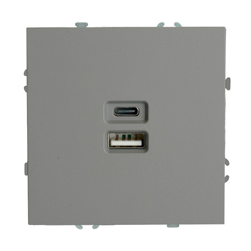 Розетка PC+Type A+C 20W ЭМИЛИ платиново-серый RST10-5115-10