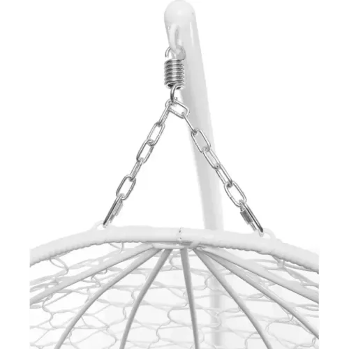 Кресло подвесное с ротангом ДЛЯ ДВОИХ белое с серой подушкой