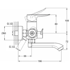 Смеситель для ванны G-LAUF GOB3-A134, ф-35