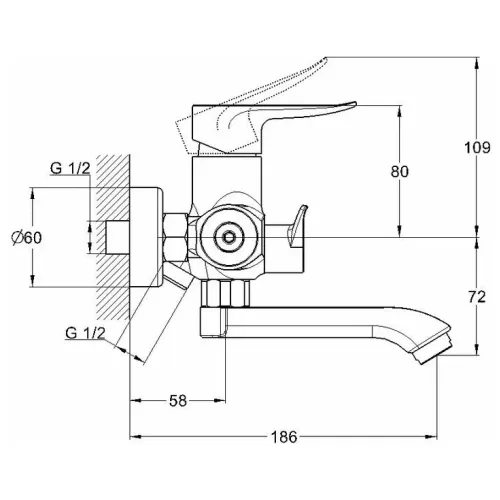 Смеситель для ванны G-LAUF GOB3-A134, ф-35
