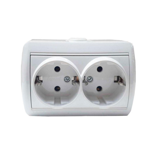 Розетка О/У 2-ая 2P+E  Ната керам.бел LEZARD 710-0200-127