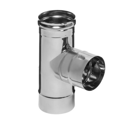 Дымоход тройник-К 0,8мм 90гр Ф115 нержавеющая сталь (Феррум)