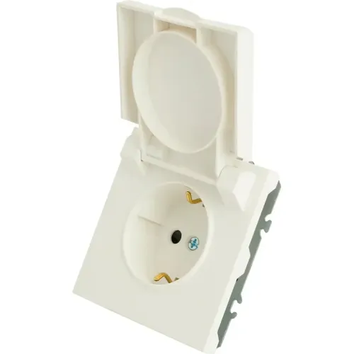 Розетка 2P+E ЭМИЛИ защ.шторки с крышкой белый RST16-5112-01
