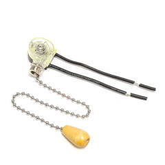 Выключатель-цепочка серебро с проводами и деревянным наконечником Dospel WP SR+ (646540)