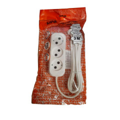 Удлинитель 3-мест. 3м 2P бел. 6А (ПВС 2х0,75) UNIVersal (240789)