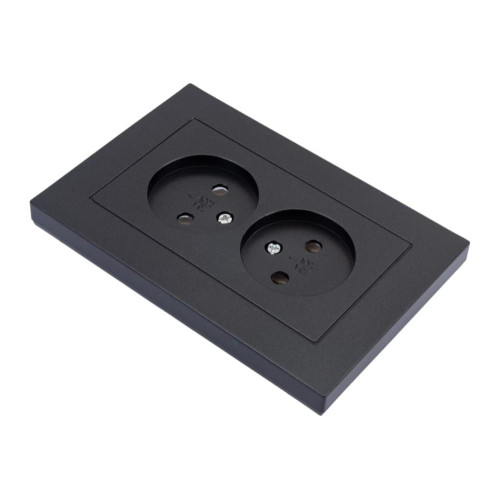 Розетка 2-ая 2P UNIVersal Афина в сборе графит A0102-Gr