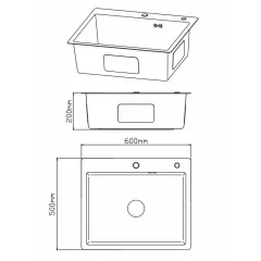 Мойка нерж. врезная DIADONNA 60х50, с PVD покрытием, серый графит, DS6050B (507955)