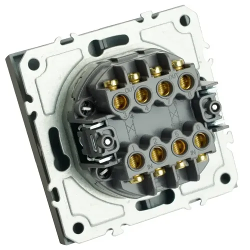 Переключатель 2-кл ЭМИЛИ перекрестный платиново-серый RSW10-5111-10