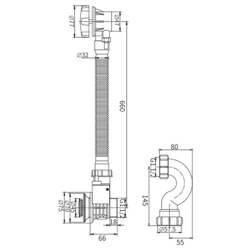 Сифон для ванны FRAP F68-26 автомат, чёрный