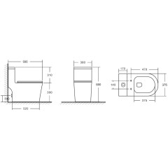 Унитаз-монолит EVA GOLD SM5003 сиденье ДП, безободковый, с гофрой и гибкой подводкой
