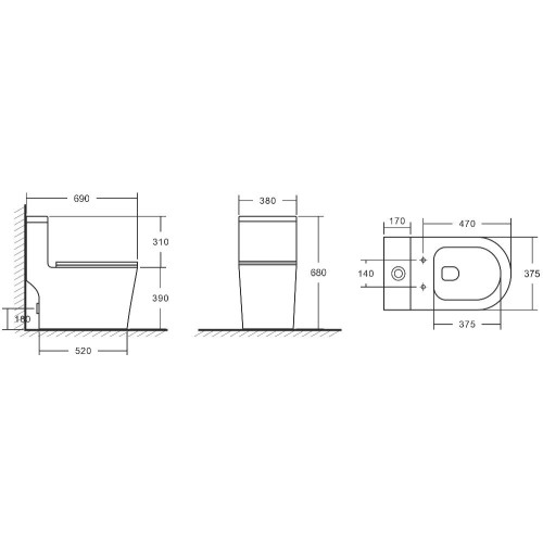 Унитаз-монолит EVA GOLD SM5003 сиденье ДП, безободковый, с гофрой и гибкой подводкой