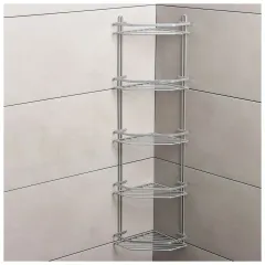 Полка для ванной комнаты угловая 5-ти ярусная «Modern»,20х28х87 см, цвет хром