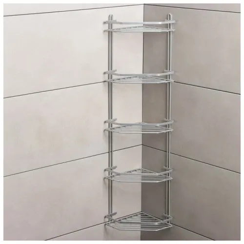 Полка для ванной комнаты угловая 5-ти ярусная «Modern»,20х28х87 см, цвет хром