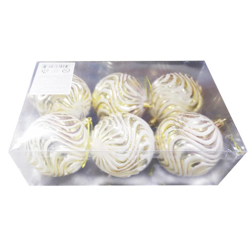 Шары новогодние набор 6шт 8см ассорти (8012)