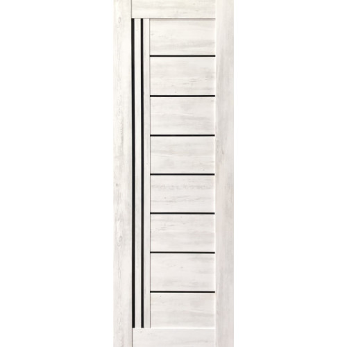 Дверное полотно VDL-09 ДО 60 Санторини белый , покрытие ПВХ (VD) (Лакобель черное)