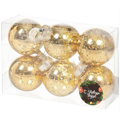 Шары новогодние набор 6шт SYQD-011978G 6см золото