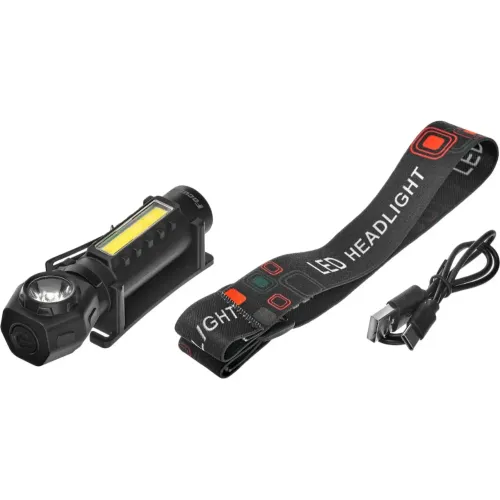 Фонарь налобный FOCUSray 1317 аккумуляторный 14500 1200 мАН диод XPE  + диод СОВ