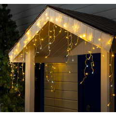 Гирлянда LUAZON LIGHTING Бахрома 3х0,6м прозрачная нить, 160 LED свечение теплое белое с мерцанием (4356983)