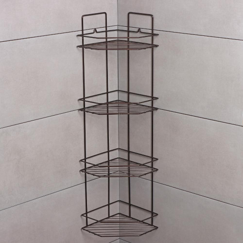 Полка для ванной комнаты угловая 4-х ярусная, Эконом, 219х219х836 мм, цвет медная искра 9717964