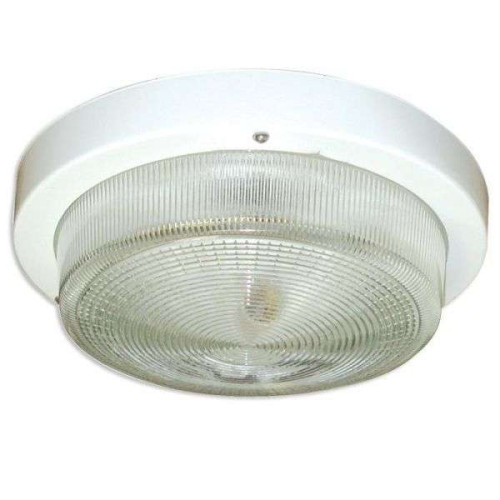 Светильник (ЛН_Е27) 100Вт пылевл-защ. IP65 круг./плоск. ст./мет. бел./под болт ЭЛЕТЕХ Селена-2 бел. (48128)