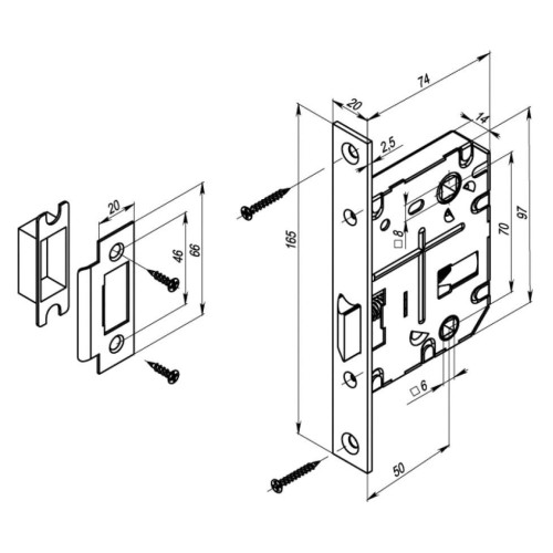 Защелка с фикс. PUNTO L72-50 GR графит (36919)