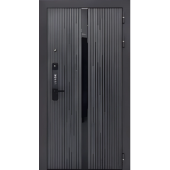 Дверь метал. LUKSE 502 серый муар графит/белый софт (2050*960, Правая)