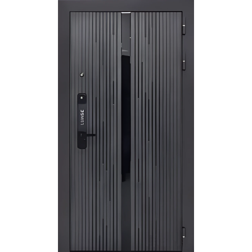 Дверь метал. LUKSE 502 серый муар графит/белый софт (2050*960, Правая)