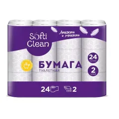Туалетная бумага Softi Clean 2 слоя 24 шт белая с втулкой (494309)