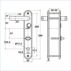 /Ручки на планке Меттэм НР 1301 Х правые (06150)