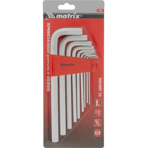 Набор ключей шестигранных MATRIX NEX 9шт удлиненные сатин (2-12мм) (12302)
