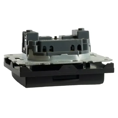 Розетка 2P ЭМИЛИ защ.шторки с крышкой черный RST16-5113-05