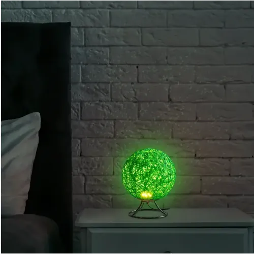 Светильник-ночник (LED) APEYRON из ротанга 220V 2W 6 диодов 3200K 200lm 15x15x18см зеленый 12-81